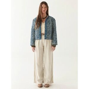 Maison Hotel Coti Jacket Oceano Mare M NWOT Quilted100% Cotton Indigo Batik Boho